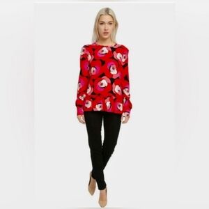 Kate Spade Deco Rose Peplum Top in Orient Red Women’s Sz 8